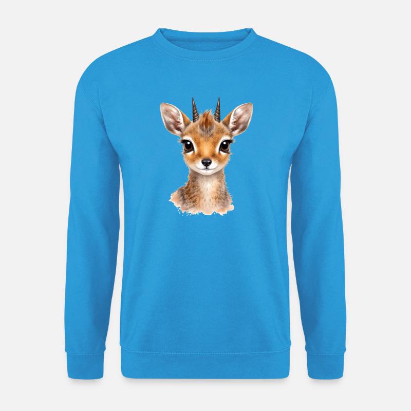 Sanfter Blick – Zwergantilope Dikdik - Unisex Pullover - Meeresblau