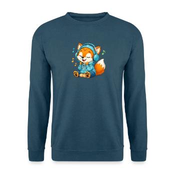 07_Miofox_Musik - Unisex Pullover - Meeresblau - Vorne - Alina (178cm) & Michal (187cm)