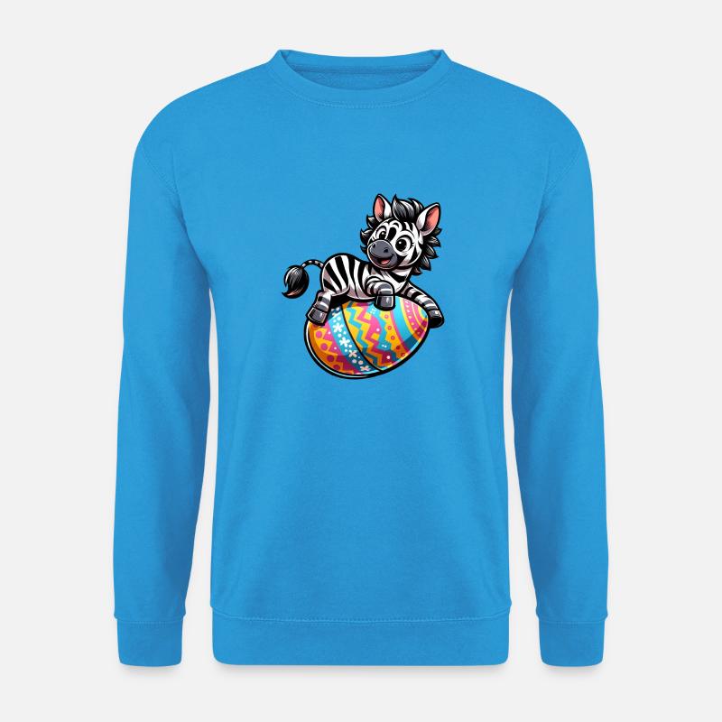 Ostern Zebra Osterei Comic - Unisex Pullover - Meeresblau