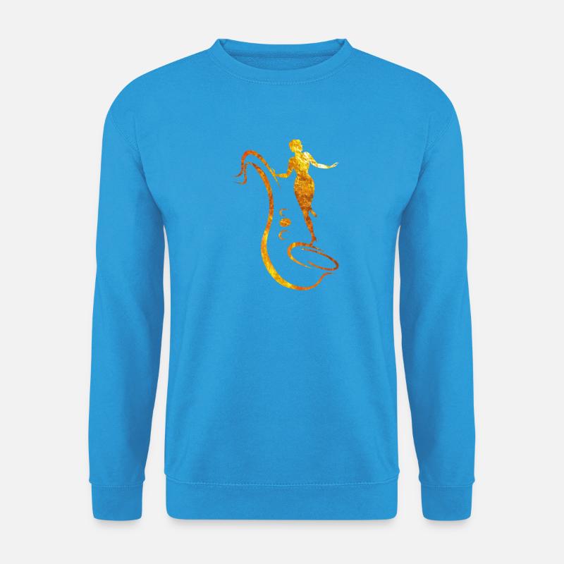 Frau und Saxophon - Unisex Pullover - Meeresblau