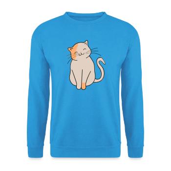 Katze - Unisex Pullover - Meeresblau - Vorne - Alina (178cm) & Michal (187cm)