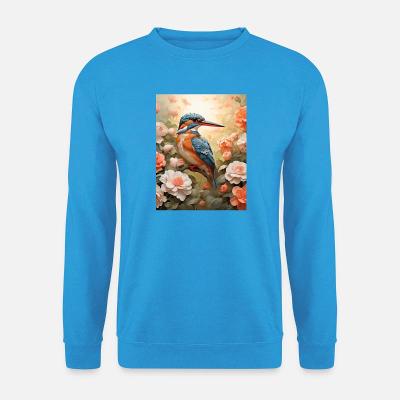 Eisvogel im Blütenmeer - Unisex Pullover - Meeresblau