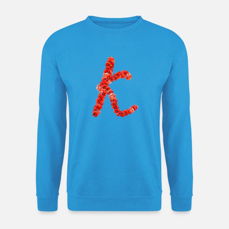 Initial K aus Mohnblumen - Unisex Pullover - Meeresblau