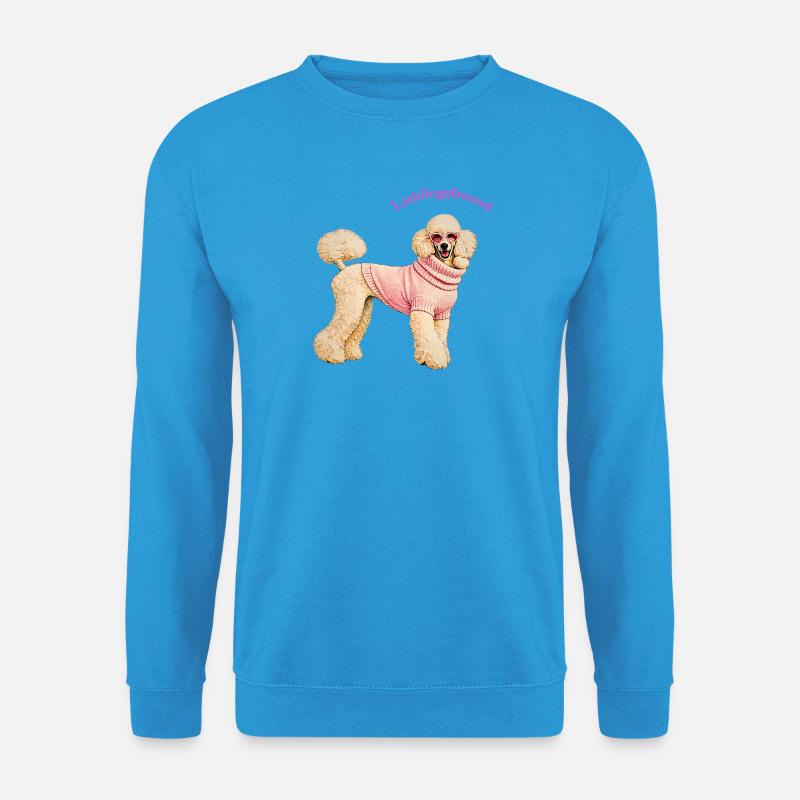 Lieblingsfreund Königspudel im rosa Pullover - Unisex Pullover - Meeresblau