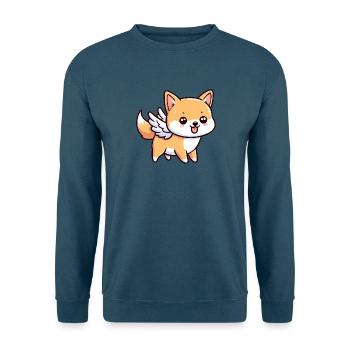 Cute Shiba Inu Angel in Comic Style - Unisex Sweatshirt - sea blue - Front - Alina (178cm) & Michal (187cm)