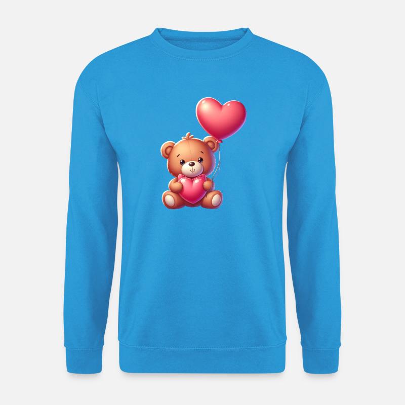 Teddybär mit Herzballon - Unisex Pullover - Meeresblau