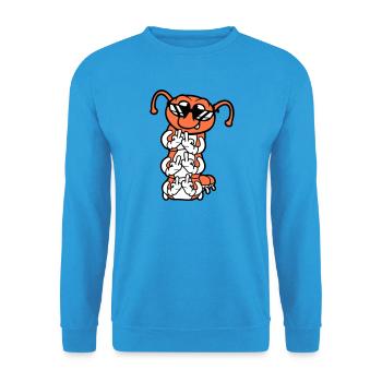 Raupe Mittelfinger Beleidigung Sonnenbrille Cool - Unisex Pullover - Meeresblau - Vorne - Alina (178cm) & Michal (187cm)