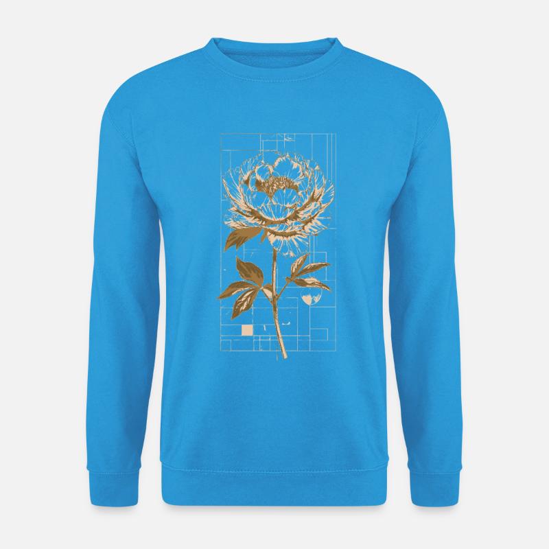 Goldene Blütenpfingstrose Print - Unisex Pullover - Meeresblau