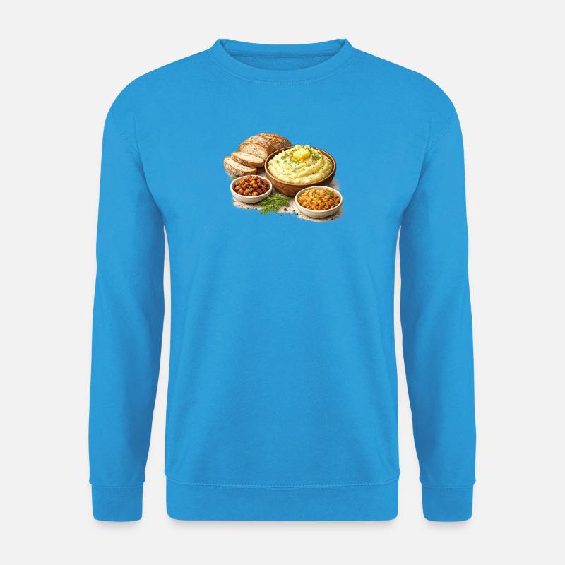 Kartoffelpüree mit Schkwarki - Unisex Pullover - Meeresblau