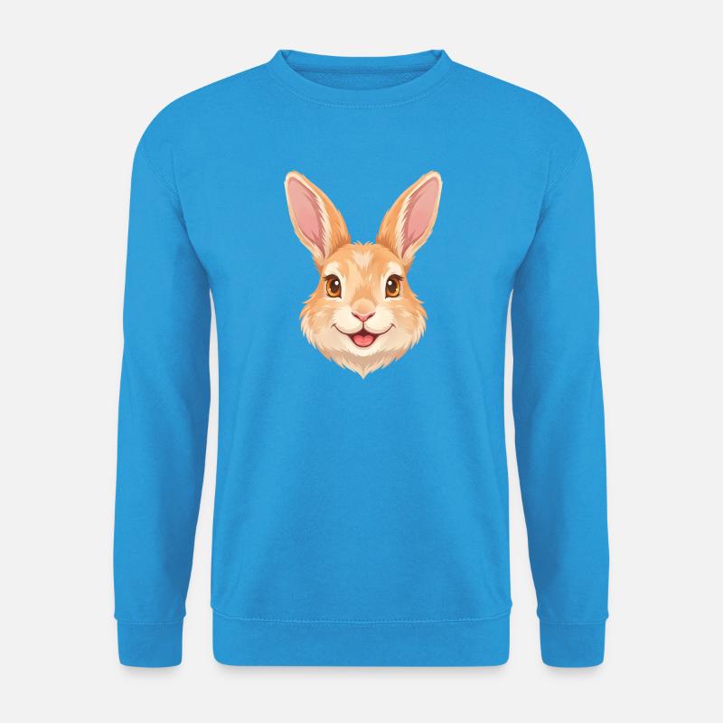 Niedliches, fröhliches Cartoon-Hasengesicht - Unisex Pullover - Meeresblau