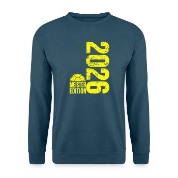 Maillot de champion de handball 2026, édition jaune, jaune - Sweat-shirt Unisexe - bleu mer - Devant - Alina (178cm) & Michal (187cm)