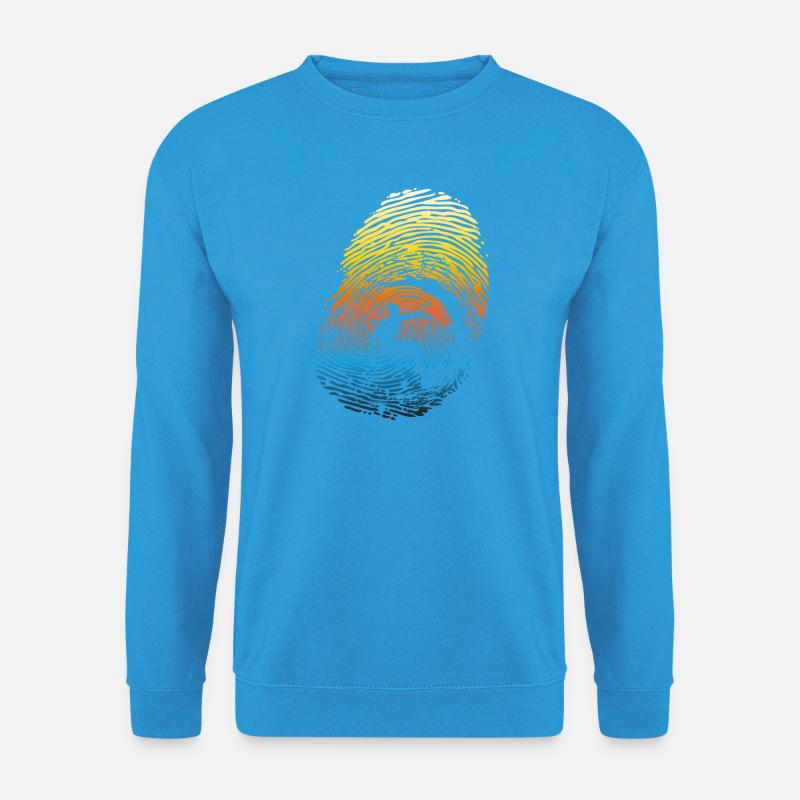 Sunset Rainbow Surf Fingerabdruck - Unisex Pullover - Meeresblau