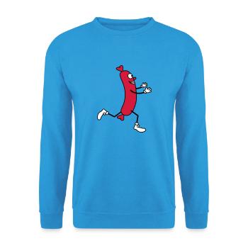 wuerstchen rennen gluecklich umarmen liebe laufen - Unisex Pullover - Meeresblau - Vorne - Alina (178cm) & Michal (187cm)