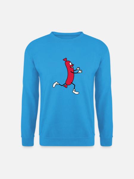 wuerstchen rennen gluecklich umarmen liebe laufen - Unisex Pullover - Meeresblau