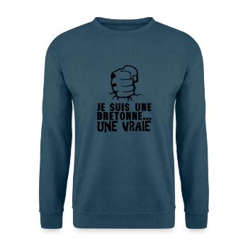 bretonne vraie poing frappe ferme - Sweat-shirt Unisexe - bleu mer - Devant - Alina (178cm) & Michal (187cm)
