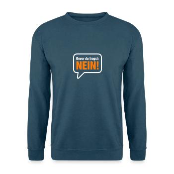 Bevor du fragst Nein - Unisex Pullover - Meeresblau - Vorne - Alina (178cm) & Michal (187cm)