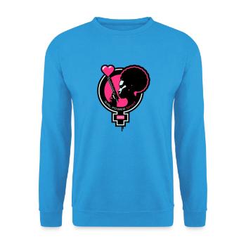 Girl-Power-Spirit-01-customizable - Sweat-shirt Unisexe - bleu mer - Devant - Alina (178cm) & Michal (187cm)