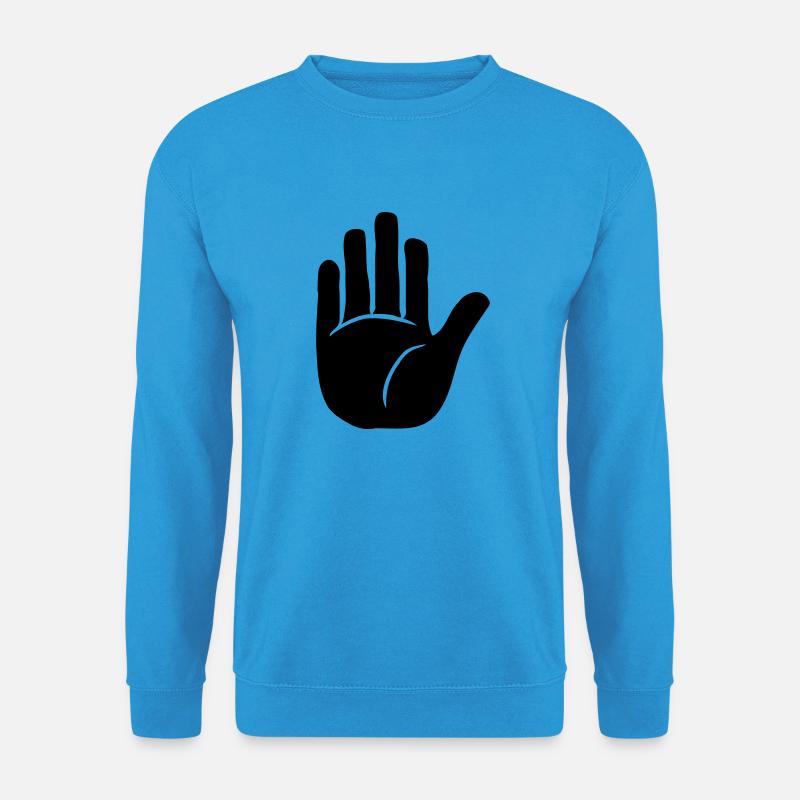 Witzig Begrüßung Hand - Unisex Pullover - Meeresblau