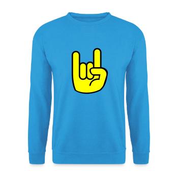 Heavy Metal Hand - Unisex Pullover - Meeresblau - Vorne - Alina (178cm) & Michal (187cm)