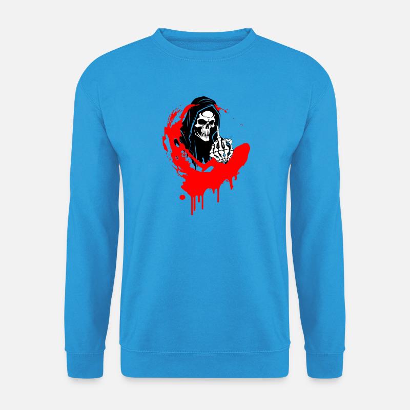 Rebellenschädel Illustration mit Mittelfinger - Unisex Pullover - Meeresblau