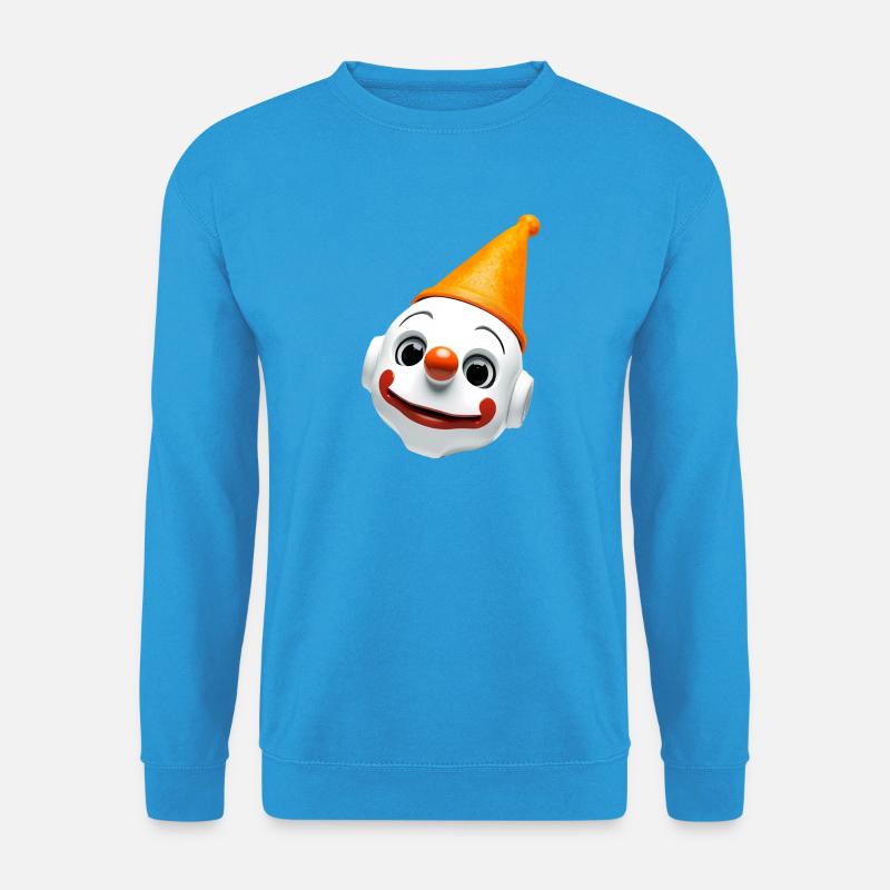 Clownengesicht mit Orangenhut - Unisex Pullover - Meeresblau