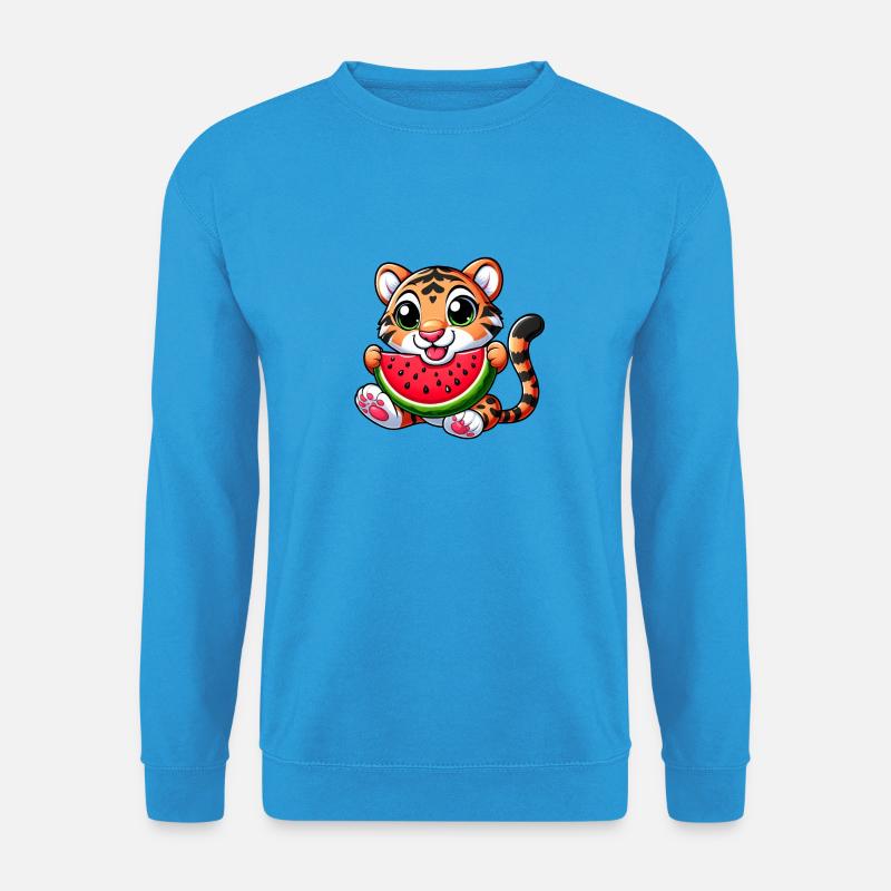 Bengalkatze Mit Wassermelone Fruchtig Lustig - Unisex Pullover - Meeresblau