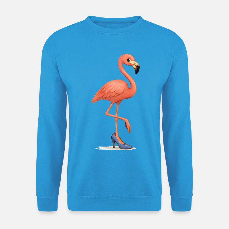 Lustiger Flamingo im Stöckelschuh - Unisex Pullover - Meeresblau