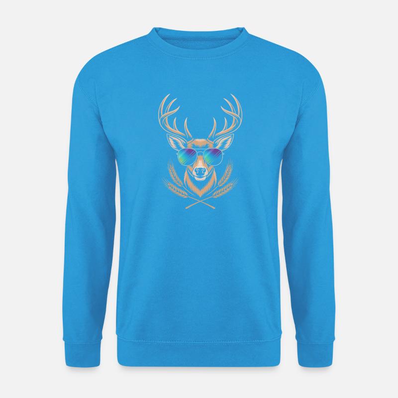 Hirsch mit Geweih - Unisex Pullover - Meeresblau