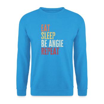 Mange, dors, sois Angie, répète le nom rétro - Sweat-shirt Unisexe - bleu mer - Devant - Alina (178cm) & Michal (187cm)