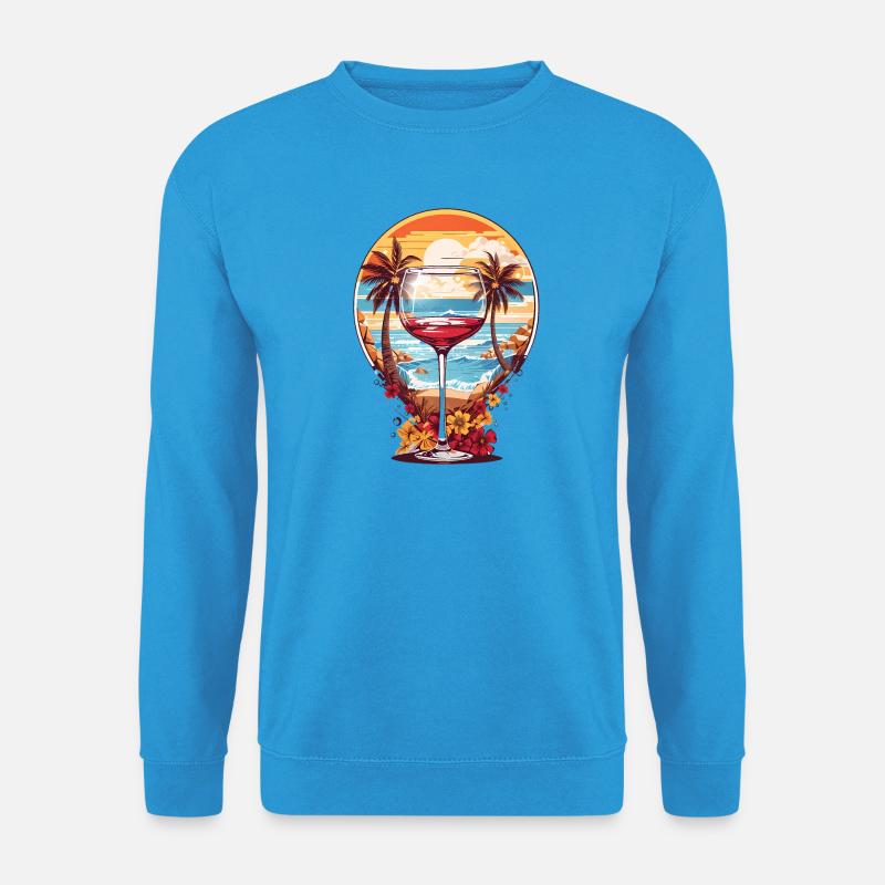 Strand Weinglas - Unisex Pullover - Meeresblau