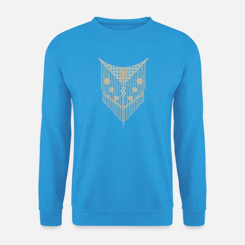Feines Makramee-Ornament mit geometrischen Details - Unisex Pullover - Meeresblau