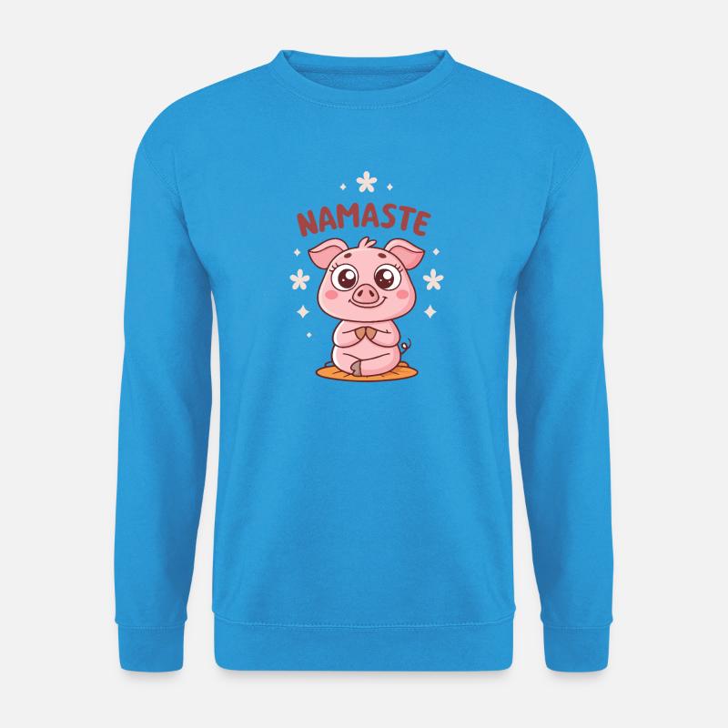 Kawaii Namaste Pig - Unisex Pullover - Meeresblau