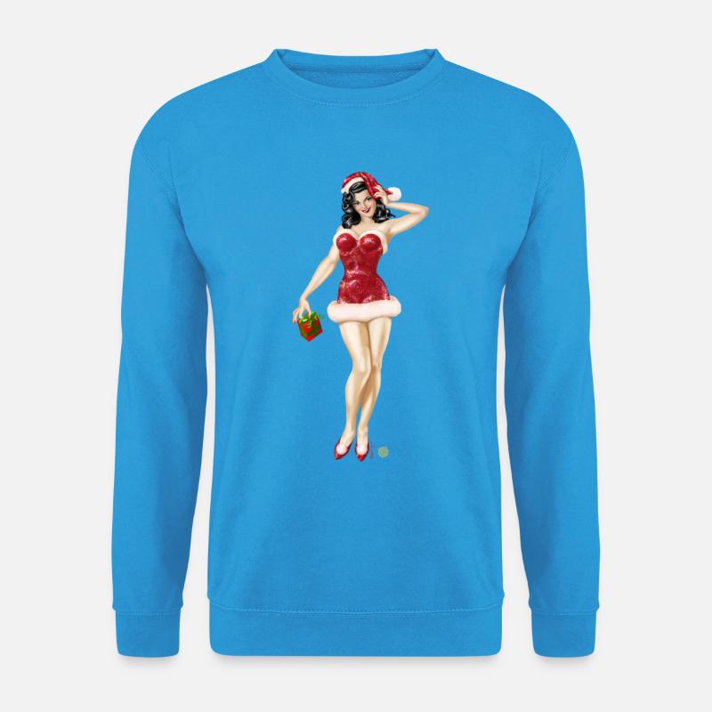 Santa Pin Up - Unisex Pullover - Meeresblau