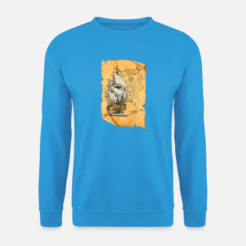 Antikes Segelschiff auf Pergamentkarte - Unisex Pullover - Meeresblau