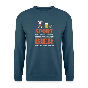 Le sport ? La bière fait pareil - Sweat-shirt Unisexe - bleu mer - Devant - Alina (178cm) & Michal (187cm)