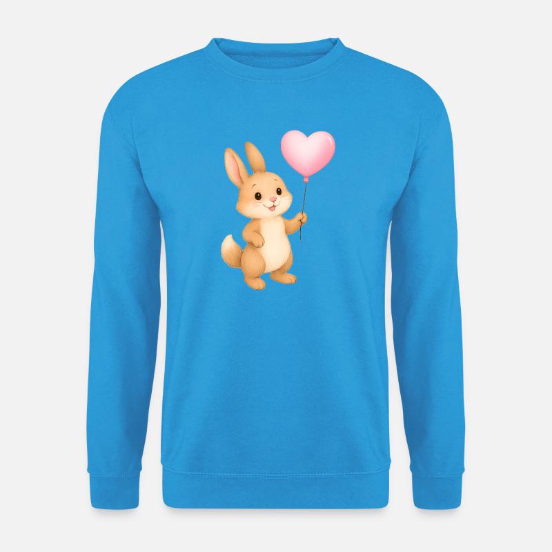 Kuschelhase mit Herzballon - Unisex Pullover - Meeresblau
