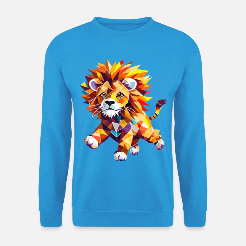 Geometrischer Löwe in Farbenpracht - Unisex Pullover - Meeresblau