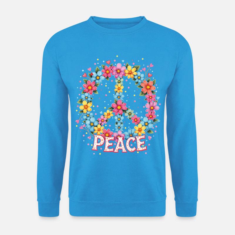 Flower Power Peace Zeichen - Unisex Pullover - Meeresblau