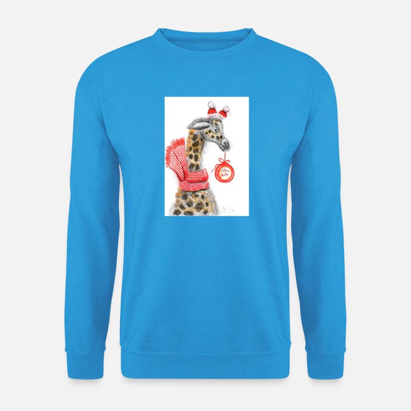 Fröhlicher Giraffe Weihnachtsgruß - Unisex Pullover - Meeresblau