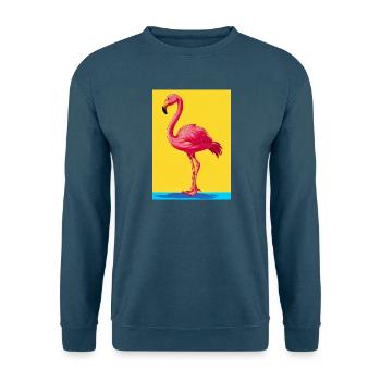 Flamingo - Unisex Pullover - Meeresblau - Vorne - Alina (178cm) & Michal (187cm)