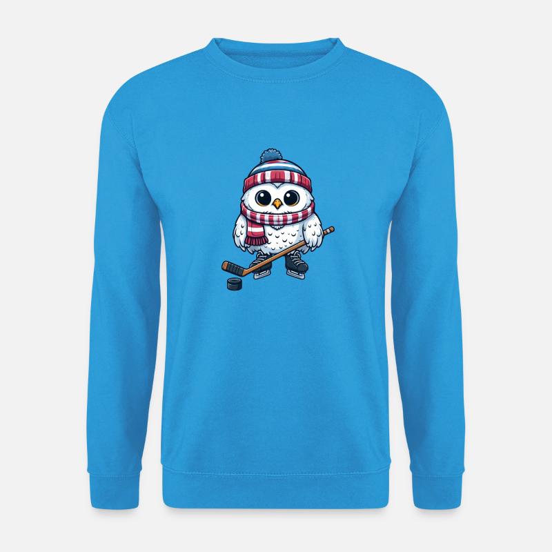 Eule Hockeyspieler Eishockey Cartoon Schneeeule - Unisex Pullover - Meeresblau