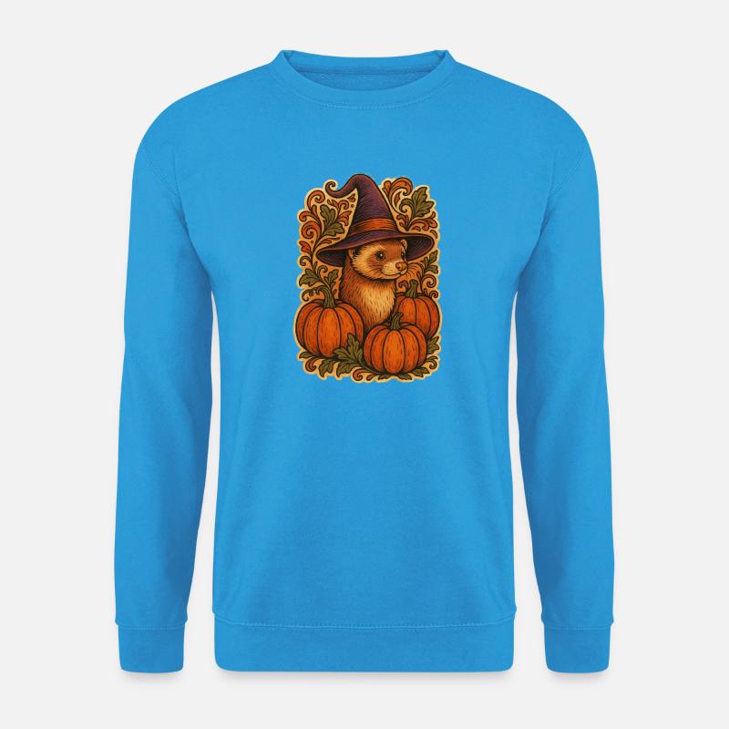 Kürbis Hexe Frettchen Herbst - Unisex Pullover - Meeresblau