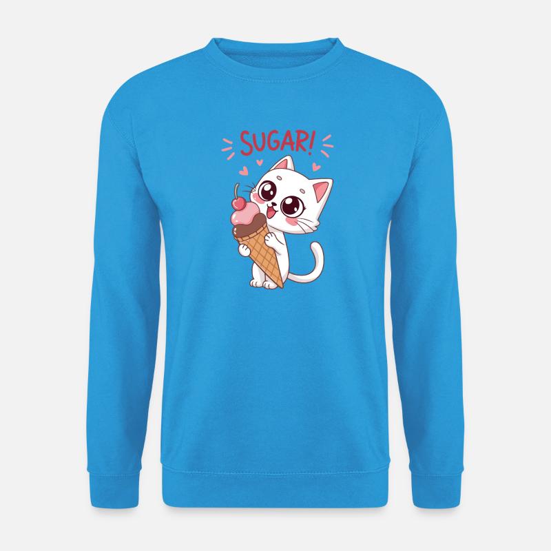Gourmet-Katze und Eiscreme - Unisex Pullover - Meeresblau