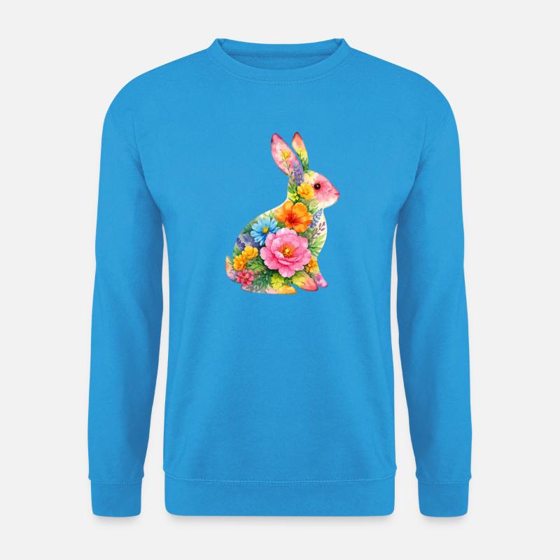 Hase Wasserfarben Blumen Ostern - Unisex Pullover - Meeresblau
