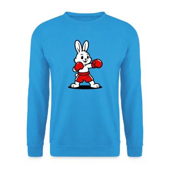 Hasenboxen - Unisex Pullover - Meeresblau - Vorne - Alina (178cm) & Michal (187cm)