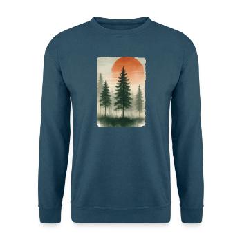 Aquarelle vintage de coucher de cheval forestier - Sweat-shirt Unisexe - bleu mer - Devant - Alina (178cm) & Michal (187cm)