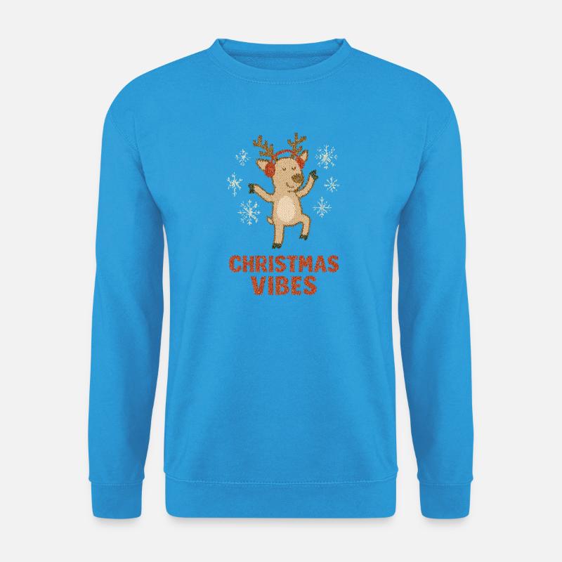 Rentier Glitzer Winter Vibrationen - Unisex Pullover - Meeresblau