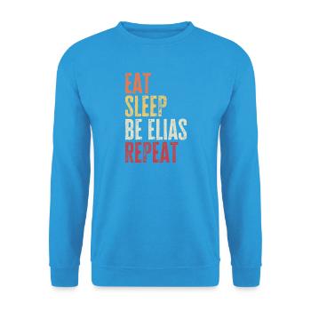 Eat Sleep Be Elias Repeat Retro Name - Unisex Sweatshirt - sea blue - Front - Alina (178cm) & Michal (187cm)