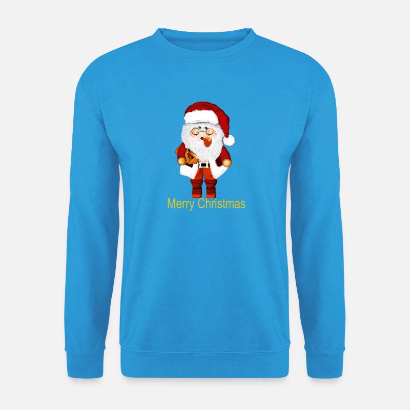 Weihnachtsmann mit Geschenkpaket - Unisex Pullover - Meeresblau