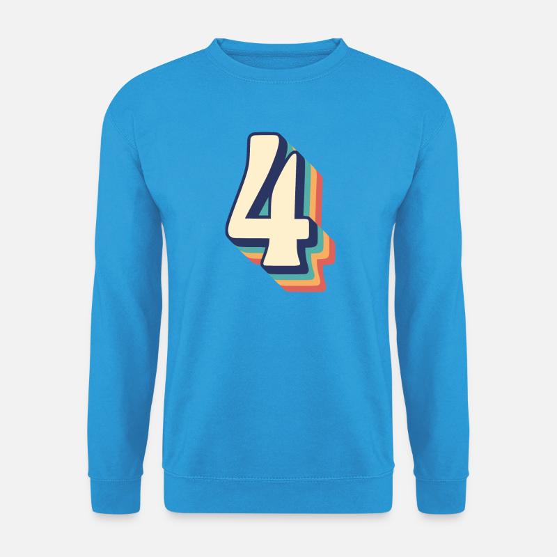Vintage Retro T-Shirt Nummer Vier 4 Vier Quattro - Unisex Pullover - Meeresblau